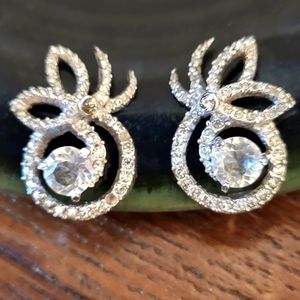 Vintage REJA Rhinestone Clip On Earrings MISSING SOME RHINESTONES
